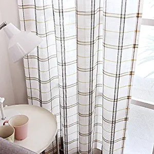 Best black and white plaid living room window curtains