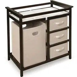 Best diaper corner baby changing table with pad, hamper and basket