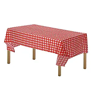 Best long red white checkered table cloth