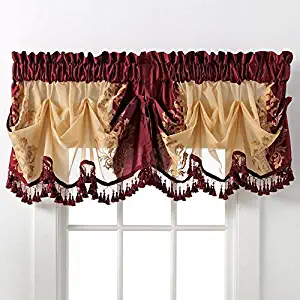 Best kitchen curtains and valances burgundy set
