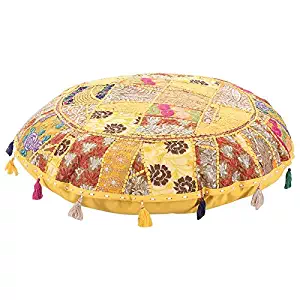 Best yellow round ottoman fabric