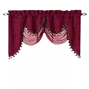 Best kitchen curtains and valances burgundy set