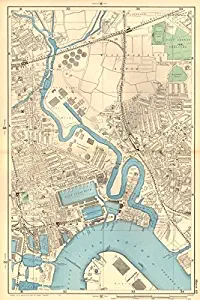 CANNING TOWN Bromley Blackwall Bow Creek River Lea West Ham Plaistow - 1903 - old map - antique map - vintage map - London maps