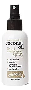 Oliology Coconut Oil 10-in-1 Multipurpose Spray, Leave In Treatment for All Hair Types, 4 Oz.