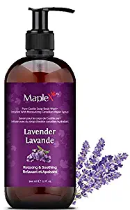 MapleX Naturals Castile Soap Infused with Canadian Maple Syrup, Made from Olive Oil, Coconut Oil and Vitamin E Oil, Use as Body Wash Liquid Soap, Hand Soap, for Men and Women, 944ml (Lavender, 32oz)