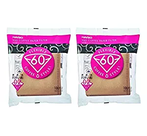 Hario V60 Disposable Paper Coffee Filters, Tabbed, Natural, 200 Count