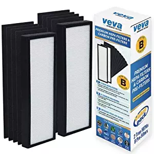 VEVA Premium 2 HEPA Filters and 8 Pack of Pre-Filters Compatible with Air Purifier Models AC4825, 4800, 4900 and Replacement Filter B