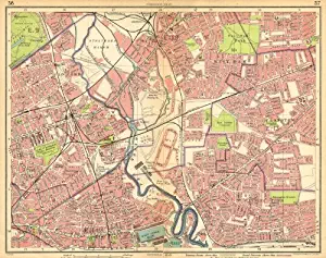 LONDON E. Bow West Ham Bromley Stratford Plaistow Poplar Canning Town - 1925 - old map - antique map - vintage map - printed maps of London