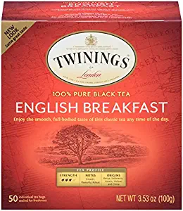 Twinings of London English Breakfast Tea Bags, 50 Count (Pack of 6)