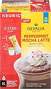 Gevalia Peppermint Mocha Latte and Espresso K Cup Pods(6 Ct.) with Latte Froth Packets, 5.95 Ounce 2-pack