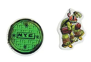 Staples Teenage Mutant Ninja Turtle Set of 2 Erasers ~ Sewer Cover, Raphael Grabbing Skateboard