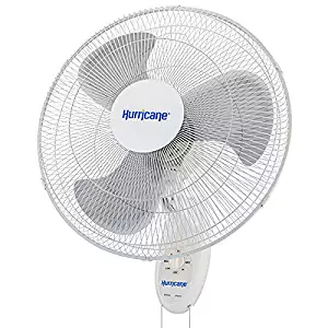 Hurricane Wall Mount Fan - 18 Inch | Supreme Series | Wall Fan with 90 Degree Oscillation, 3 Speed Settings, Adjustable Tilt - ETL Listed, White