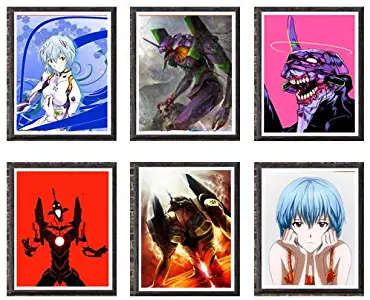 EVA Unit 01 Ayanami Rei Neon Genesis Evangelio Digital Japan Anime Canvas Art Print Poster 8 x 10 Inches,Set of 6,No Frame