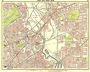 London E. Bow West Ham Bromley Stratford Plaistow Poplar Canning Town - 1917 - Old map - Antique map - Vintage map - Printed maps of London