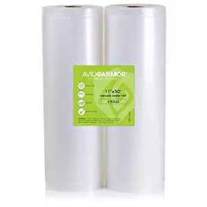 11x50 Vacuum Sealer Bags Roll. 2 Pack for Food Saver, Seal a Meal Vac Sealers Heavy Duty Commercial, BPA Free, Sous Vide Vaccume Safe, Cut to Size Storage Bag Rolls 100 Feet Embossed Avid Armor