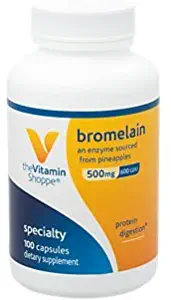 The Vitamin Shoppe Bromelain 500MG 600 GDU, Supports Protein Digestion Absorption, Enzyme Sourced from Pineapples (100 Capsules)