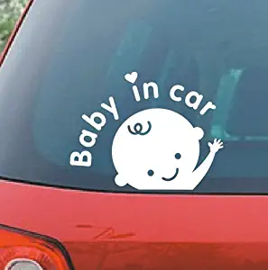 Car Decal / Sticker, Car Decal Sticker - Baby in Car Baby Safety Sign Car Sticker, White