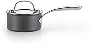 Lagostina H9042364 Nera Hard Anodized Nonstick 2-Quart Saucepan with Hammered Stainless Steel Lid, Dishwasher Safe Cookware,Grey