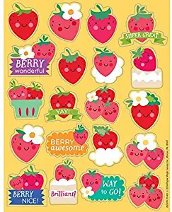 Just4fun 160 Strawberry Fruit Scented Stickers - 8 Sheets of 20 -Motivational Rewards Education Classroom Party Favors Teacher