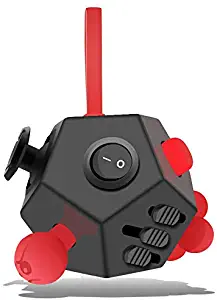 Minilopa Fidget Dodecagon –12 Side Fidget Toy Cube Relieves Stress and Anxiety Anti Depression Cube for Children and Adults with ADHD ADD OCD Autism (A4 Black red)