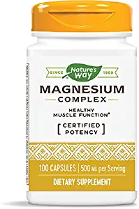 Nature's Way Premium Magnesium Complex Supplement, 500 mg per Serving, 100 Capsules