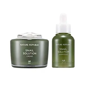 Nature Republic Snail Solution CREAM & AMPOULE SET with Snail Secretion Filtrate Extract