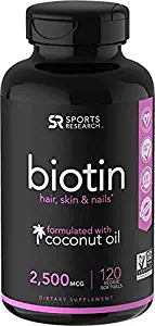 Biotin Infused with Organic Virgin Coconut Oil - (120 Veggie-softgels) (2500 mcg)