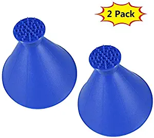 Round Ice Scraper Windshield Magic Cone-Shaped Funnel Car Windshield Snow Removal Tool (2Blue)