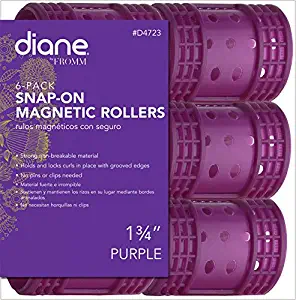 Diane Snap On Magnetic Roller, Purple, 1 3/4'', Keeps hair style in place, Holds curls, Non breakable material, For all types of hair, Hair style, Dry or damp hair.