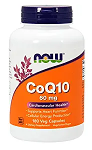 Now Supplements, CoQ10 60 mg, Pharmaceutical Grade, All-Trans Form of CoQ10 Produced by Fermentation, 180 Veg Capsules