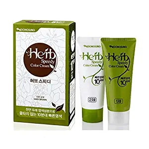 Herb Speedy Permanent Hair Color Dark Brown PPD, Ammonia Free Contains Sun Protection Odorless No more Eye and/or Scalp Irritations From Coloring For Sensitive Scalp