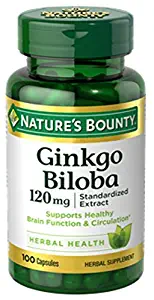 Nature's Bounty Ginkgo Biloba 120mg, 100 Capsules (Pack of 2)