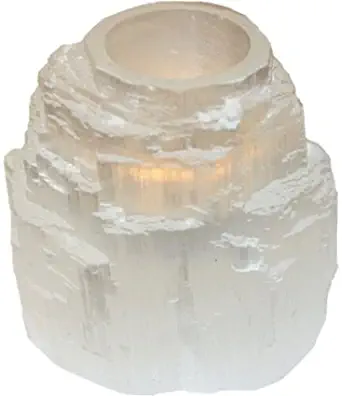 Something Glassy Natural Clear Selenite Tower Candleholder Mystical Healing