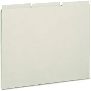 Smead 100% Recycled Pressboard File Guides, 1/3-Cut Tab (Blank), Letter Size, Gray/Green, 100 per Box (50334)