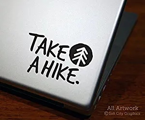 Salt City Graphics Take a Hike Decal, Hiking Sticker - Pine Tree, Outdoors, Nature - Laptop Decal, Decal for MacBook, Tablet Sticker (4 inches Wide, Black)