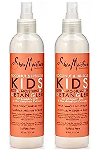 Shea Moisture Coconut & Hibiscus KIDS Extra Moisturizing Detangler, Slippery Elm and Marshmallow Extracts, Anti-Frizz, Moisture & Shine 8 oz, Pack of 2