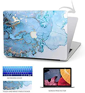 TIMOCY Laptop Case for MacBook Pro 13 Keyboard Cover Plastic Hard Shell Touch Bar 4 in 1 Bundle with Screen Protector for Mac Pro 13 Inch (Model:A1706/A1708/A1989),Abstract Blue