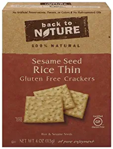 Back To Nature Gluten Free, Non GMO, Sesame Seed Rice Thin Crackers, 4 ounce Packages (Pack of 6)