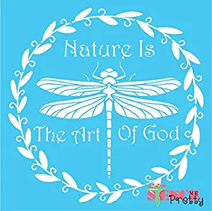 Stencil - Nature is The Art of God Religious Dragonfly Quote - DIY Sign-XS (11