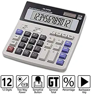 Calculator, Lesin Standard Function Scientific Electronics Desktop Calculators, Dual Power, Big Button 12 Digit Large LCD Display, Handheld for Daily and Basic Office-Battery incloud