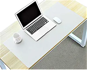 Desk Mat PU Leather Blotter Pad for Desktop on Top of Office Computer Laptop Writing Gaming Décor Accessories Table Topper Protector Under Keyboard Mousepad Pads Waterproof White Large XL 24 X 36 Inch