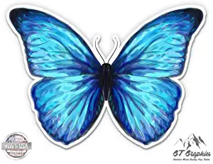 GT Graphics Blue Morpho Butterfly Beautiful - 3" Vinyl Sticker - For Car Laptop I-Pad Phone Helmet Hard Hat - Waterproof Decal