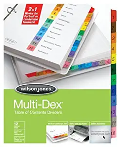 Multi-Dex Index Assorted Color 12-Tab, Labeled 1-12, Letter, 12/Set