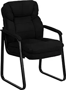 Flash Furniture Black Microfiber Executive Side Reception Chair with Lumbar Support and Sled Base