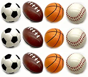 Adorox (24 Balls Assorted 2.5 inches Mini Sports Balls Stress Relief Squeeze