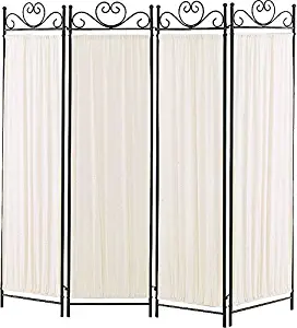 4-panel Folding Screen Beige and Black