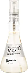 NatureLab Tokyo Perfect Shine Oil Mist - Light-Reflecting Hair Oil Spray Treatment with Hydrating Hyaluronic Acid + Iridescent Pearl, Heat + Color Protectant, Cruelty Free (4 oz / 120 ml)