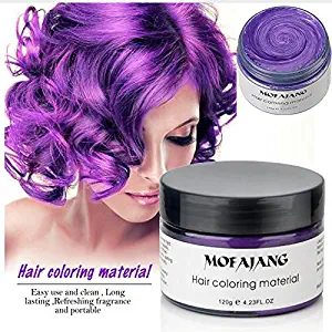 Temporary Purple Hair Wax,YHMWAX Fashion Colorful Hair Wax Pomades Disposable Natural Hair Strong Style Gel Cream Hair Dye,Instant Hairstyle Mud Cream for Party, Cosplay, Masquerade etc. (Purple)