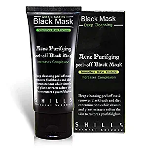 SHILLS Blackhead, Wrinkles, Anti Acne Black Mask. Removes blemishes- Purifyies, Cleanses Skin. Activated Charcoal (50 ml)