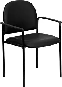 Emma + Oliver Comfort Stackable Steel Side Reception Chair with Arms (Black Vinyl)